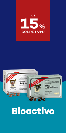 Suplementos da marca Bioactivo com destaque promocional de at&eacute; 15% sobre pre&ccedil;o de Venda ao P&uacute;blico Recomendado